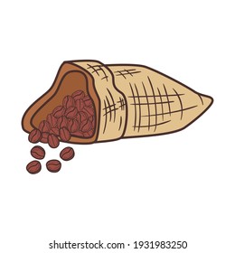 coffee beans bag white background