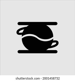 coffee beans as a basis for pumping enthusiasm and energy. Here the shape of the coffee bean is made into two glasses facing up and down, suitable for a coffee shop icon or logo.