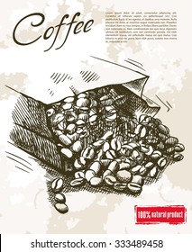 coffee beans. beautiful background made by hand