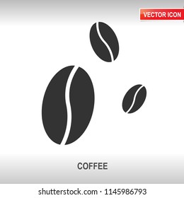 coffee beans black vector icon on white background