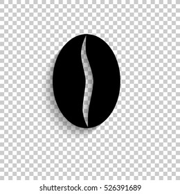 coffee beans - black vector  icon with shadow