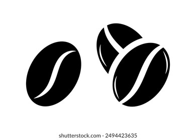 Coffee beans black and white flat vector icon design