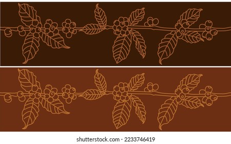 Coffee beans and branches on seamless pattern background.Vector illustration eps10.