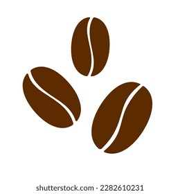 Coffee beans brown icon. Three roasted beans. Vector illustration isolated on a white background