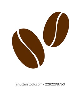 Coffee beans brown icon. Two roasted beans. Vector illustration isolated on a white background