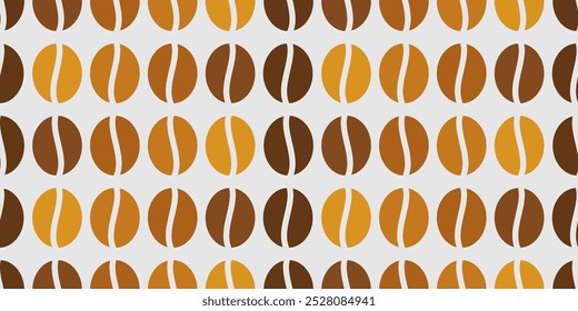 Coffee beans brown seamless pattern. Surface pattern design. Vector illustration.