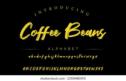 Coffee Beans brush alphabet duo. Vector script.