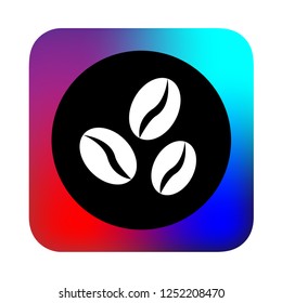 coffee beans, cafe icon, with abstract background, black round and white icon, modern concept, colored background, glyph icon