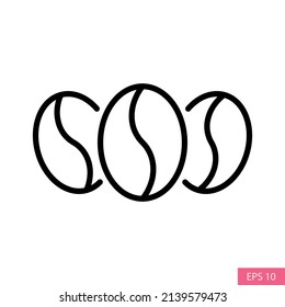 Coffee beans or Caffeine vector icon in line style design for website design, app, UI, isolated on white background. Editable stroke. EPS 10 vector illustration.