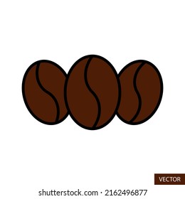 Coffee beans or Caffeine vector icon in flat style design for website design, app, UI, isolated on white background. Editable stroke. EPS 10 vector illustration.