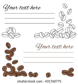 coffee beans card background white black brown vector