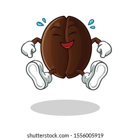 coffee beans cartoon jumping mascot vector illustration