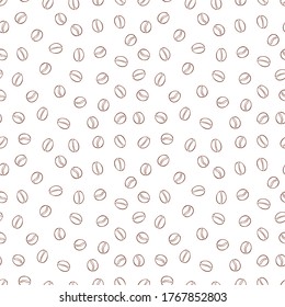 Coffee beans. Cartoon print. Seamless vector pattern (background).