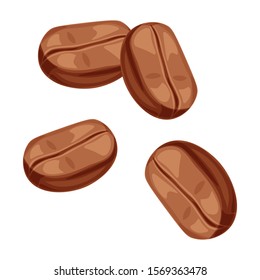 Coffee beans cartoon realistic vector illustration, isolated colorful icon.