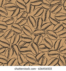 Coffee beans .Chalk charcoal Seamless pattern. Vector illustration.