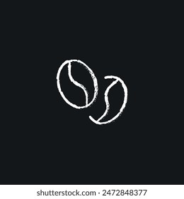 Coffee beans chalk icon. Line customizable illustration. Contour symbol. Vector isolated outline drawing.