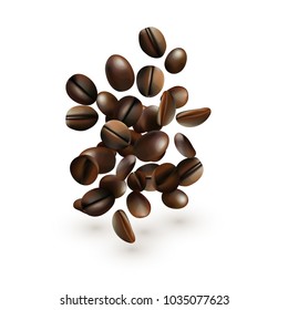 Coffee beans collection. Illustration isolated on white background. Graphic concept for your design.