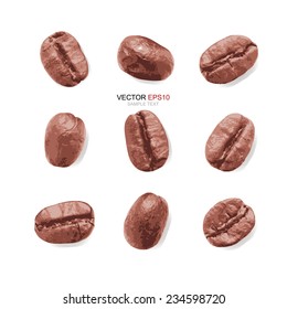 Coffee Beans collection on white background. Vector illustration.