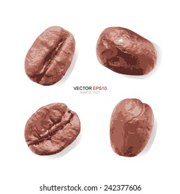 Coffee Beans collection on white background. Vector illustration.