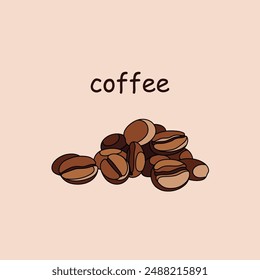 Coffee beans. Color vector illustration.