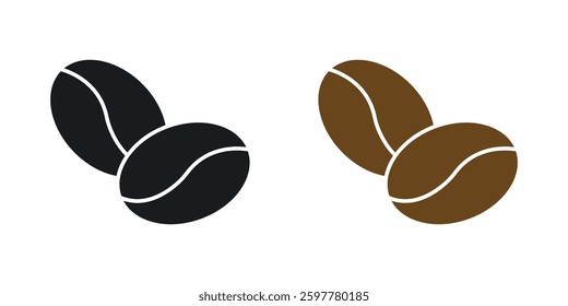 Coffee beans colored icon set. Stock Vector