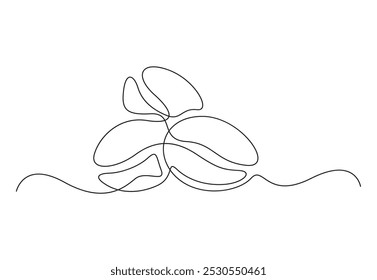 Coffee beans continuous one line drawing vector illustration