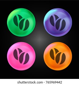 Coffee beans crystal ball design icon in green - blue - pink and orange.