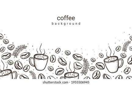 Coffee beans and coffee cup background