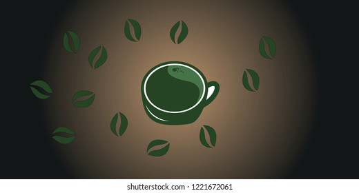 coffee beans with cup of coffevector design