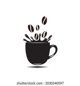 Coffee beans and Coffee cup vintage vector illustration. Coffee is always a good idea. Typographical design element for posters prints advertising.