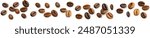 Coffee beans decoration element. Divider from  realistic coffee beans.