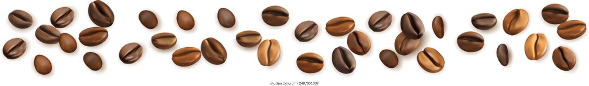 Coffee beans decoration element. Divider from  realistic coffee beans.