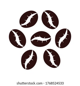 ilustración de diseño de granos de café blanco aislado