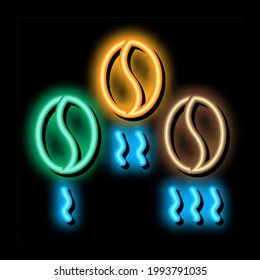 coffee beans different fry neon light sign vector. Glowing bright icon coffee beans different fry sign. transparent symbol illustration