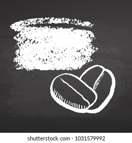 Coffee Beans with Emty Space on Chalkboard. Concept Vector Artwork with copy Space. Ideal for Food Price Labeling and Poster Layouts.