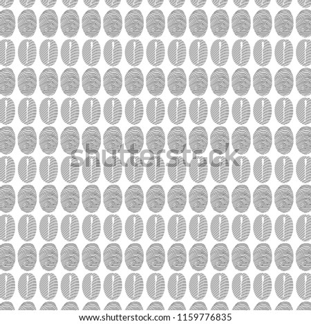 Coffee beans and finger print, black and whitebackground vector