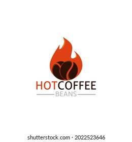 coffee beans in fire logo design vector