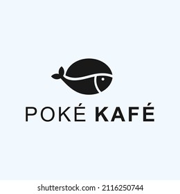 coffee beans with fish logo design vector illustration on white background