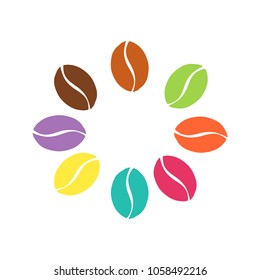 Coffee beans. Flat design.