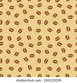 Coffee beans flat design pattern. Vector illustration background.