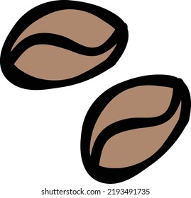 Kaffeebohnen flach Symbol. minimale handgezeichnete Illustration auf weißem Hintergrund.