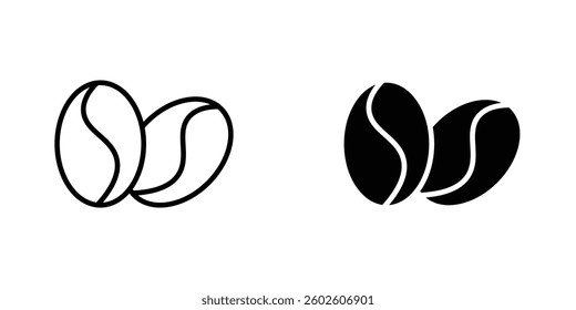 Coffee beans flat Icons in line outline and flat solid style on white background
