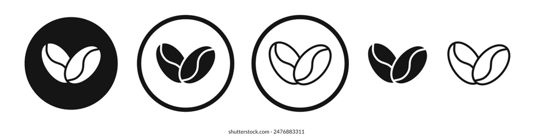 Coffee beans flat liner icon set.