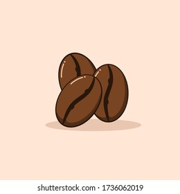 coffee beans flat vector brown color