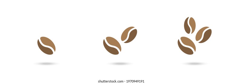 Coffee beans flat vector icon collection. Coffee seeds set. Vector set. Cafe concpt. EPS 10