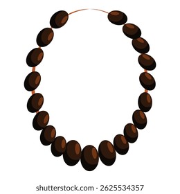 Coffee beans forming a necklace on a white background, perfect for coffee lovers