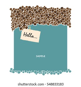 Coffee beans frame on blue background vector
