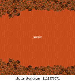 Coffee beans frame on orange background vector