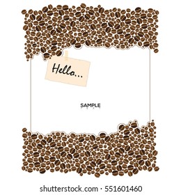 Coffee beans frame on white background vector