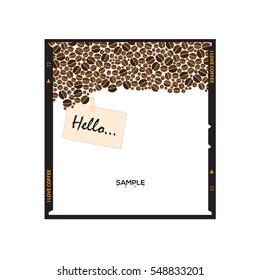 Coffee beans frame, photo on white background vector